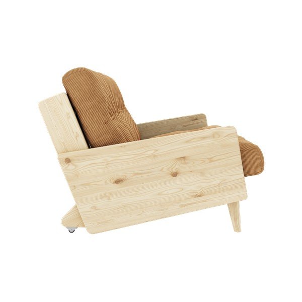 Divano letto in velluto a coste marrone senape 200 cm Indie - Karup Design-image-4