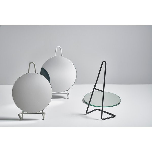 A-Mirror Specchio cosmetico da tavolo in acciaio grigio morbido, ø 31 cm - Zone-image-4