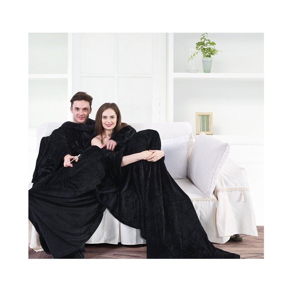 Coperta TV in microfibra nera , 200 x 170 cm Lazy - DecoKing-image-1