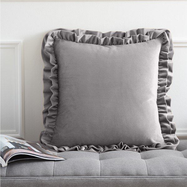 Cuscino decorativo in velluto 43x43 cm Velvet Double Frill – Catherine Lansfield-image-1