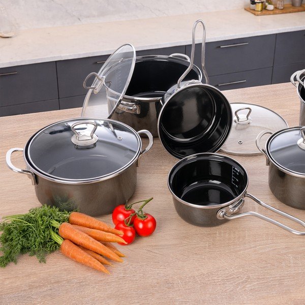 Casseruola in smalto con coperchio incluso 2,5 l Metalic – Orion-image-2