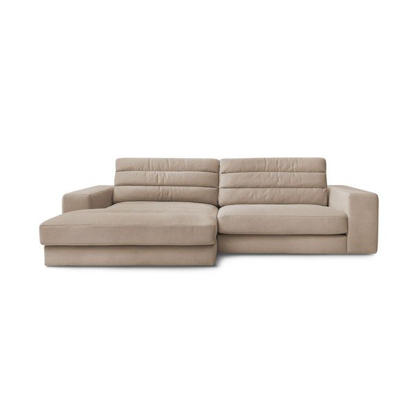 Divano angolare grigio tortora (con penisola a sinistra/con chaise lounge) con rivestimento in velluto Sierra – Bobochic Paris