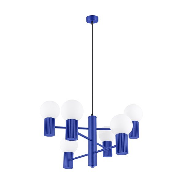 Lampadario blu con paralume in vetro Orbital – Sollux