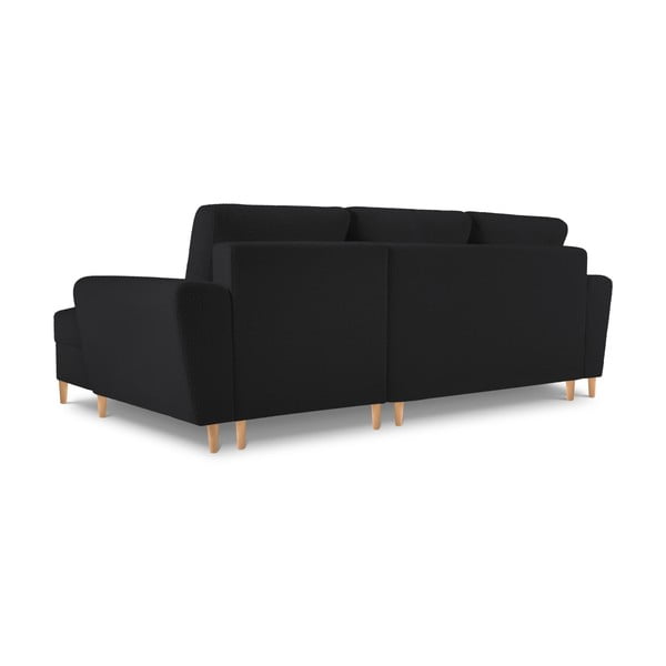 Divano angolare nero allungabile e con contenitore (con penisola a destra/con chaise lounge) con rivestimento in bouclé Kyoto – Cosmopolitan Design-image-4