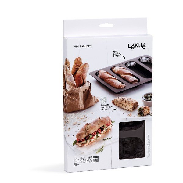 Stampo in silicone marrone con 4 scomparti per la cottura delle baguette - Lékué-image-4