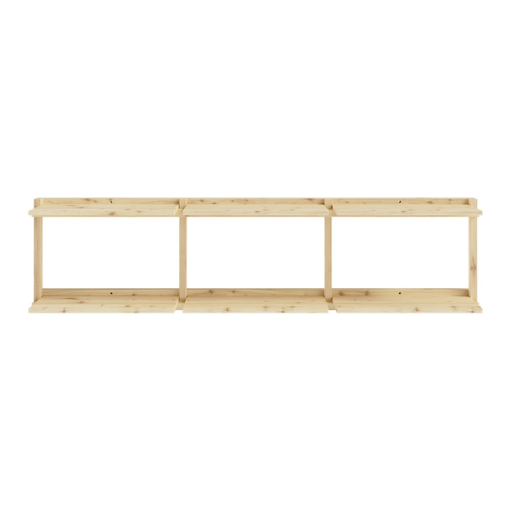 Libreria da parete di colore naturale in pino massiccio 192x47,5 cm Groove – Karup Design | Mensole