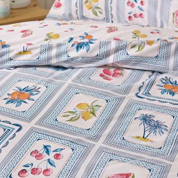 Biancheria da letto blu per letto matrimoniale/per letto esteso 230x220 cm Riviera Tiles – Catherine Lansfield-image-4