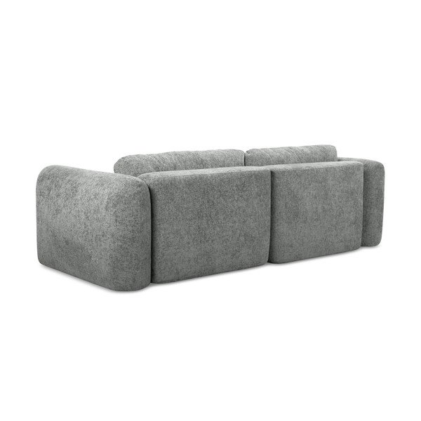 Divano angolare grigio allungabile/con contenitore (con penisola a destra/con chaise lounge) con rivestimento in ciniglia Mele – Makamii-image-3