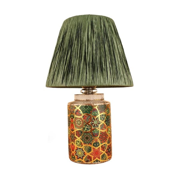 Lampada da tavolo verde con paralume in carta lavorata (altezza totale 38 cm) Alev – Opviq lights