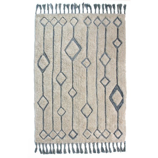 Tappeto beige e blu tessuto a mano Solitaire Sion, 160 x 230 cm - Flair Rugs