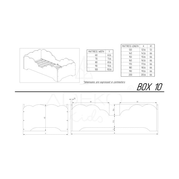 Letto per bambini in legno di pino BOX 10, 90 x 200 cm Mila Box 10 - Adeko-image-3