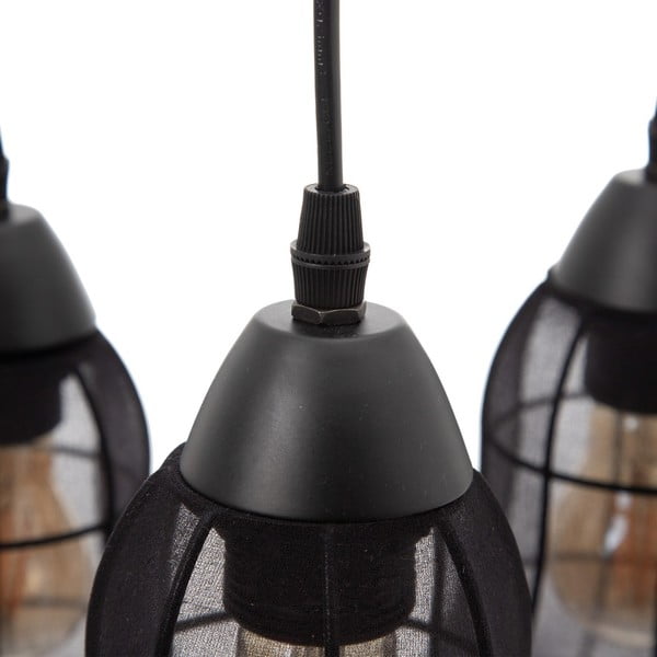 Lampadario nero con paralume in tessuto ø 40 cm - Ixia-image-2