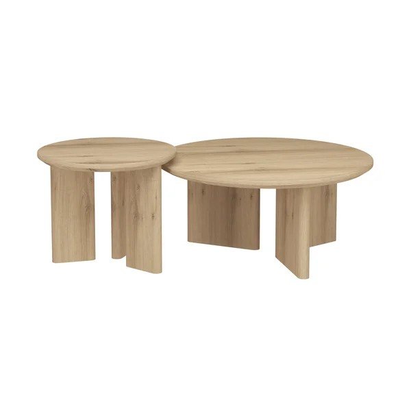 Tavolino da salotto rotondo di colore naturale con piano effetto rovere ø 50 cm Chatham – Støraa-image-3