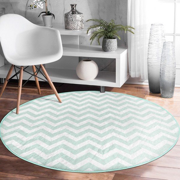 Tappeto rotondo lavabile di colore menta adatto per aspirapolvere robot ø 100 cm Comfort - Mila Home-image-4