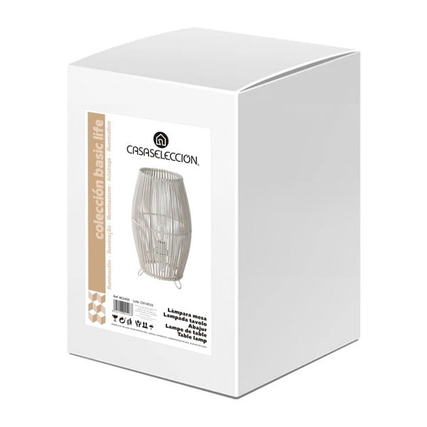Lampada da tavolo bianca con paralume in bambù (altezza 29 cm) - Casa Selección-image-3
