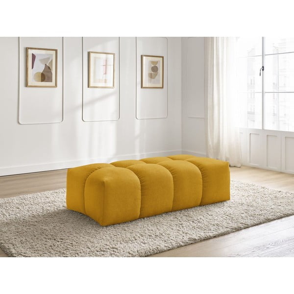 Poggiapiedi color senape con rivestimento in ciniglia Everest – Bobochic Paris-image-1