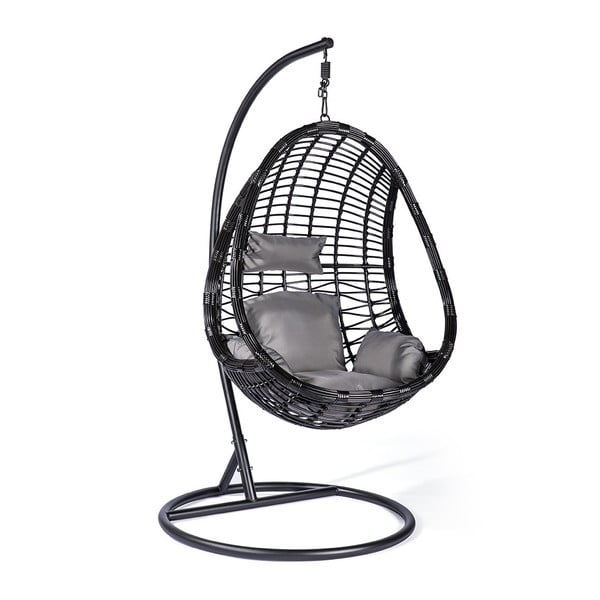 Poltrona sospesa in rattan artificiale nero Tahiti - Le Bonom