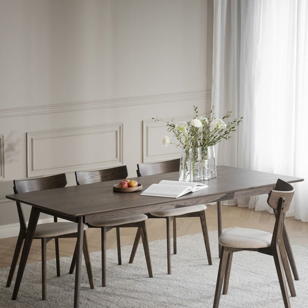 Tavolo da pranzo pieghevole in rovere marrone scuro 90x190 cm Yumi - Rowico-image-1