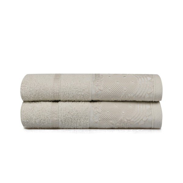 Set di due asciugamani beige Barocco, 90 x 50 cm - Soft Kiss-image-1