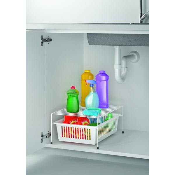 Ripiano aggiuntivo in acciaio inox bianco con spazio di archiviazione Dino - Metaltex-image-3