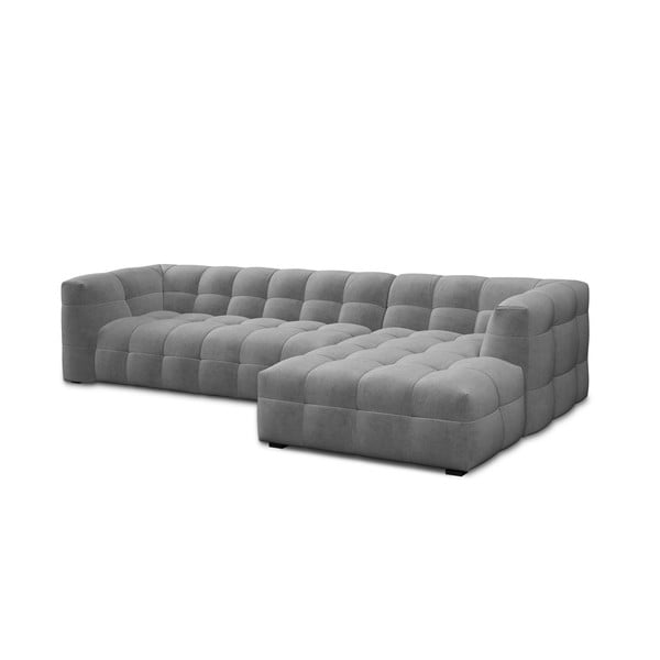 Divano angolare in velluto grigio, angolo destro Vesta - Windsor & Co Sofas-image-3