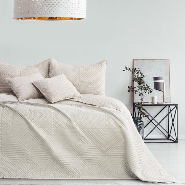Copriletto color crema in microfibra con rivestimento trapuntato 220x240 cm Softa – Restilo-image-1