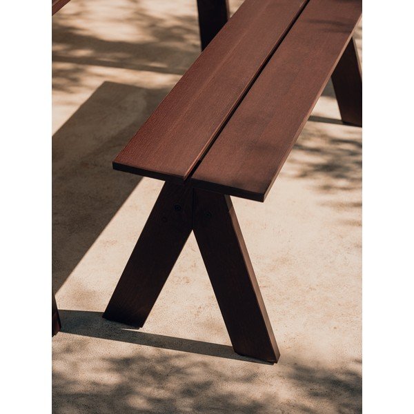 Panca da giardino marrone scuro in legno massiccio Navo – noo.ma-image-3