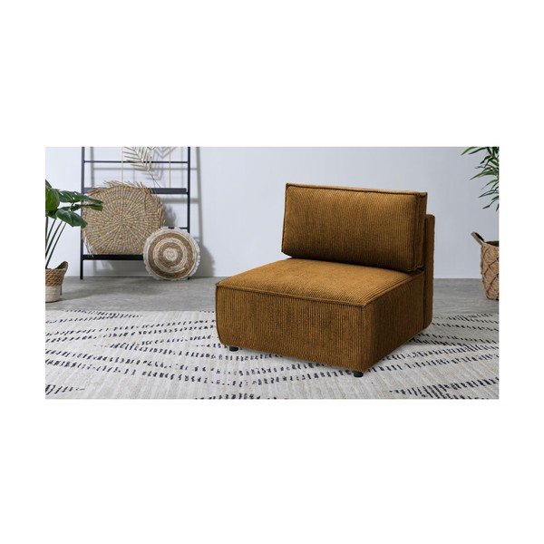 Modulo divano in velluto a coste color senape, parte centrale Nihad modular - Bobochic Paris-image-1