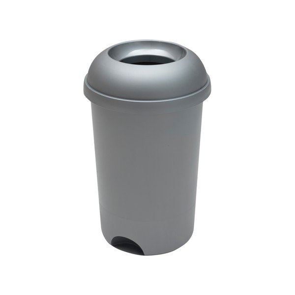Cestino rotondo grigio con coperchio aperto, altezza 65 cm - Addis