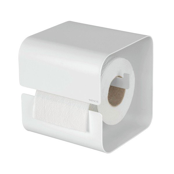 Porta carta igienica senza foratura bianco in acciaio con aggancio Turbo-loc Lizan – Wenko