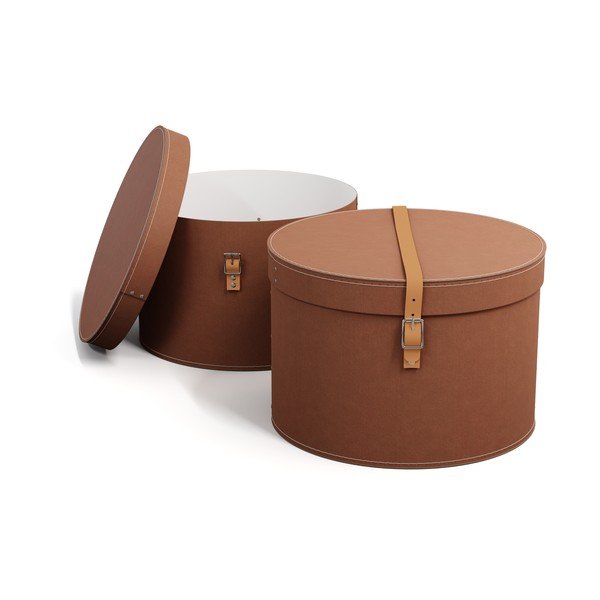 Scatole in set con coperchio marroni in cartone 2 pz ø 37,5x25 cm Rut Restore Paper Laminate – Bigso