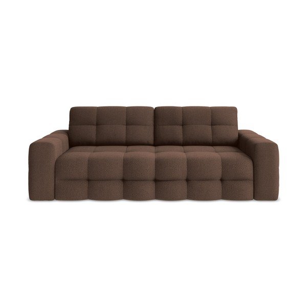 Divano marrone allungabile con rivestimento in bouclé 255 cm Milu – Makamii