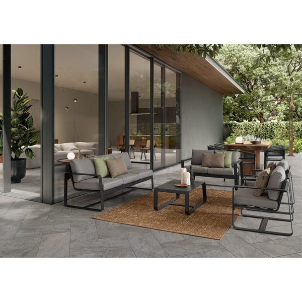 Divano da giardino grigio in alluminio Merrigan   – Bizzotto-image-1
