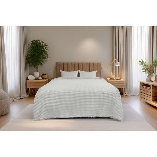 Copriletto color menta in cotone 140x200 cm Waffle – Mijolnir-image-1