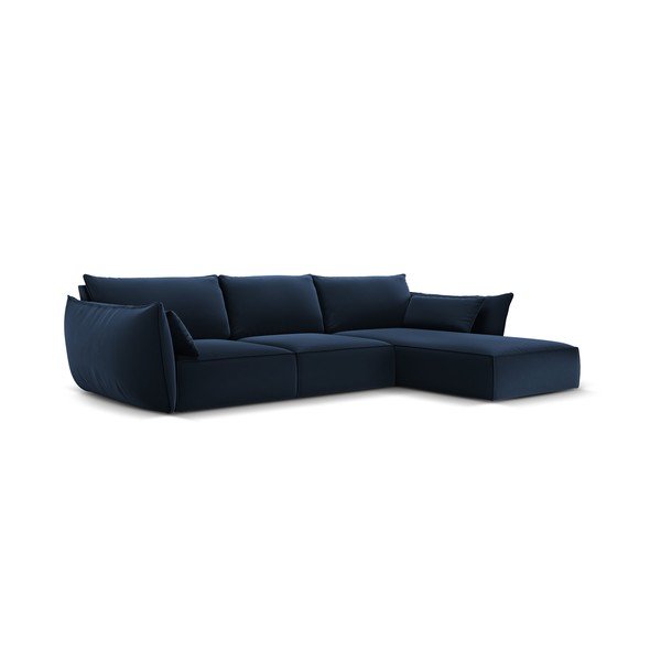 Divano angolare blu scuro (con penisola a destra/con chaise lounge) con rivestimento in velluto Vanda – Mazzini Sofas-image-2