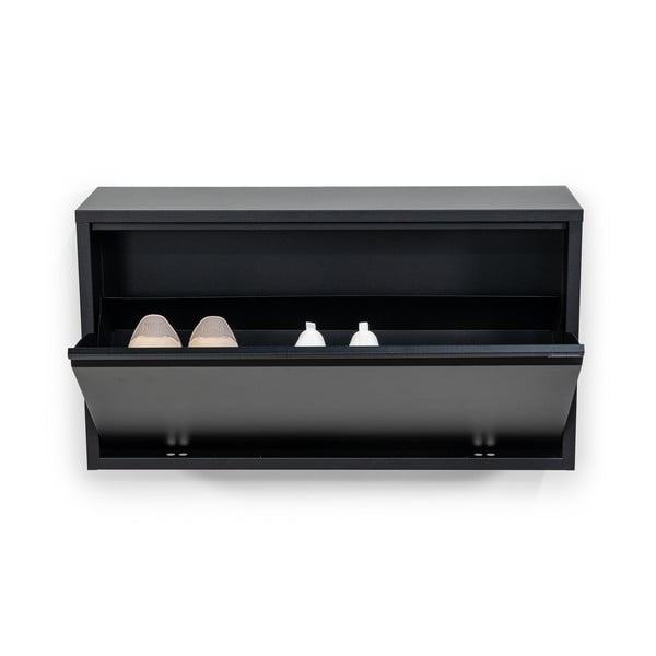 Scarpiera nera in metallo con ante ribaltabili/da parete 75x41x22 cm Billy – Spinder Design-image-3