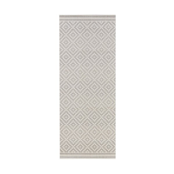 Šedý koberec vhodný do exteriéru Bougari Karo, 80 x 150 cm