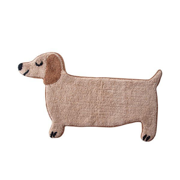 Tappetino per il bagno beige in tessuto 47x80 cm Sausage Dog – Sass & Belle