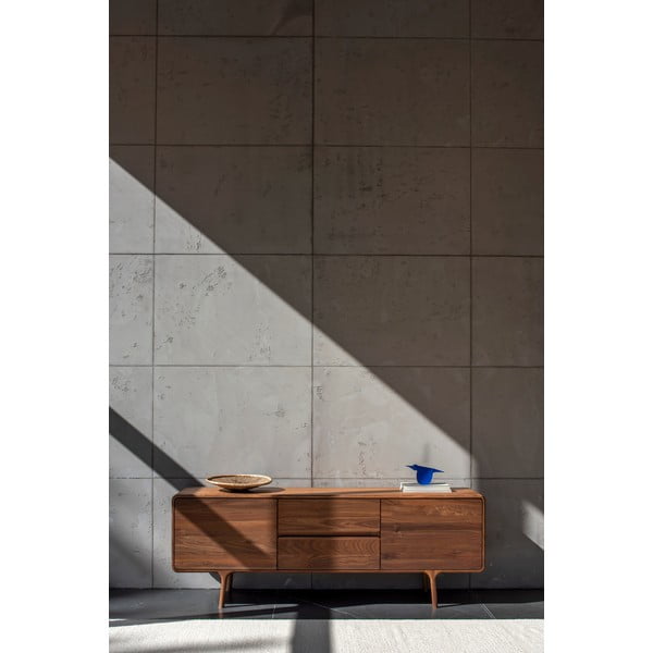 Mobile TV marrone in noce massiccio 180x65x45 cm Fawn – Gazzda-image-3