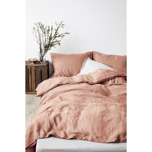 Federa di lino marrone terracotta , 70 x 90 cm Cafe Creme - Linen Tales-image-1