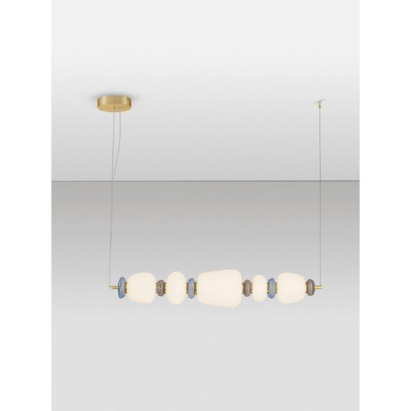 Lampadario LED bianco/dorato in metallo con paralume in porcellana/con paralume in vetro con intensità regolabile Palo – Nova Luce-image-4