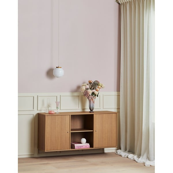 Cassettiera bassa a sospensione in rovere naturale 133x61 cm Mistral - Hammel Furniture-image-1