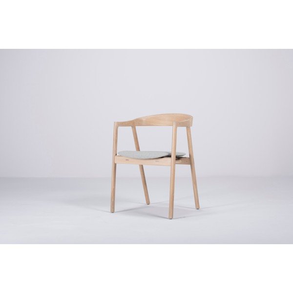 Sedia da pranzo in legno massiccio di quercia con seduta grigio-blu Muna - Gazzda-image-4