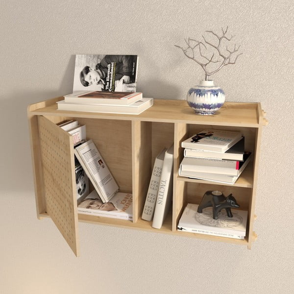 Libreria a parete in rovere decorato in colore naturale 65x30 cm Sima - Kalune Design-image-4