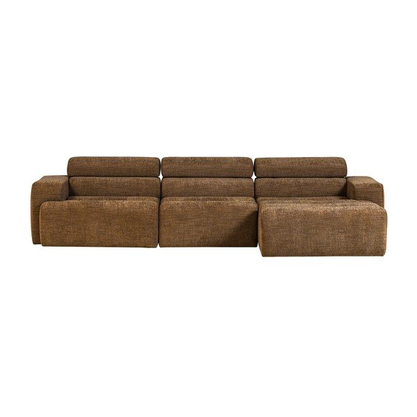 Divano angolare marrone cognac reclinabile (con penisola a destra/con chaise lounge) Novi – WOOOD-image-1