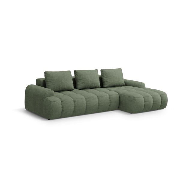 Divano angolare verde allungabile/con contenitore (con penisola a destra/con chaise lounge) Linz – Cosmopolitan Design-image-2