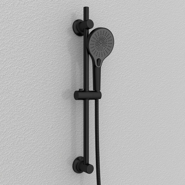 Asta per doccia senza foratura nera in acciaio inox con supporto scorrevole 70 cm – Wenko-image-1