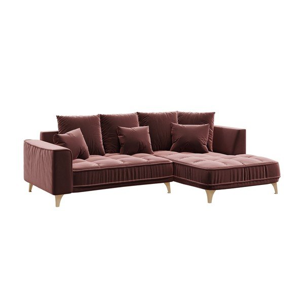 Divano angolare Devichy in velluto rosa scuro, angolo destro, 256 cm Chloe - devichy-image-2