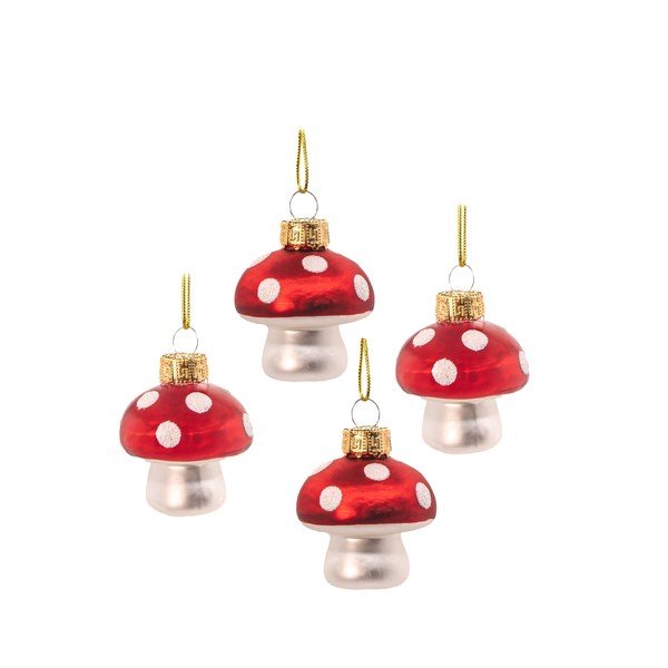Decorazioni per albero di natale in set in vetro fatte a mano 4 pz ø 4,5 cm Mushroom – Sass & Belle