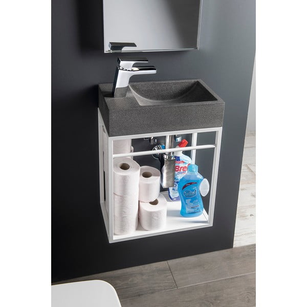 Mobile senza lavabo bianco in metallo da appendere 39,5x45 cm Crest – Sapho-image-1